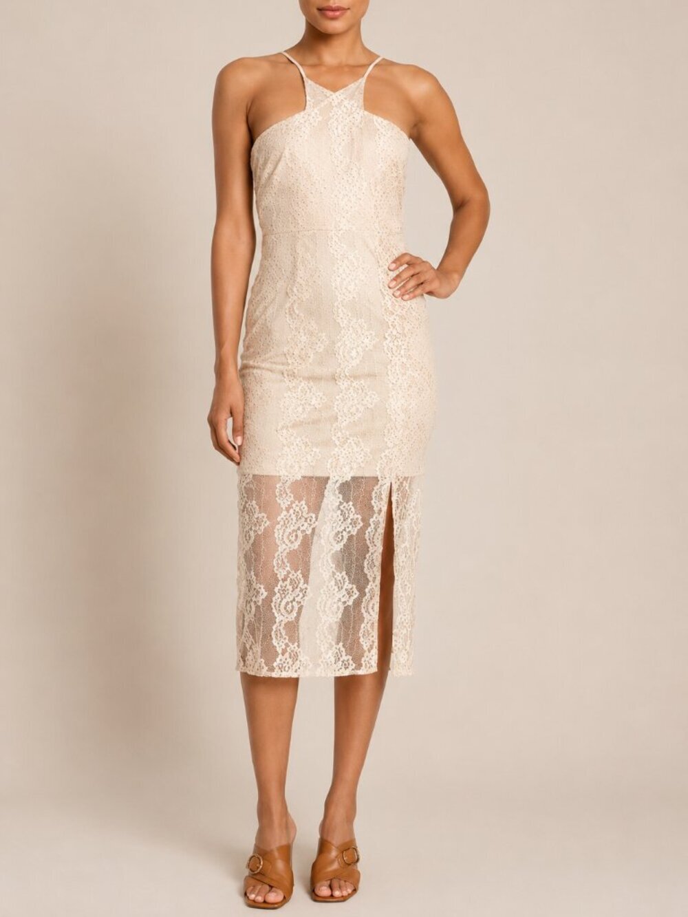 NSR Evie Lace Midi Dress Ivory Bridal Shower Rehearsal Dinner NWT Small